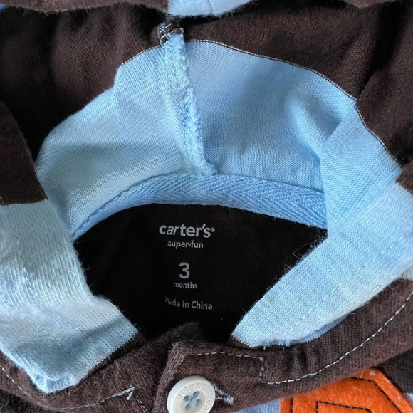 Carters one piece long sleeve hood kangaroo pocket 3 month - Picture 4 of 4